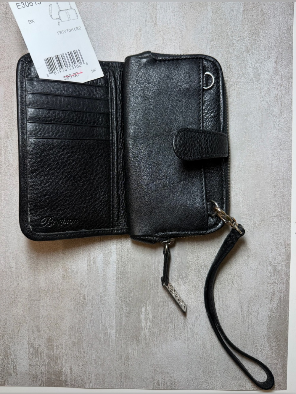 BRIGHTON Pretty Tough "Party Glam" Card/Pocket Organizer Wallet. Silver/Black